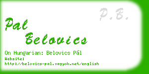 pal belovics business card